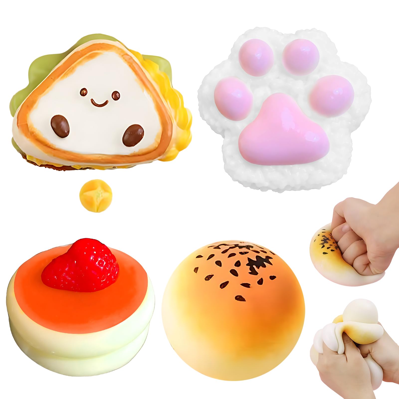 4PCS Ta/ba Squishy, Squishy Toys, Soft Ta/ba Squishes for Stress Relief Sensory Play, Birthday Gifts, Christmas Stocking Fillers