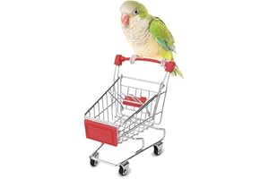Hypeety Bird Toys Mini Shopping Handcart Trolley Parrot Intelligence Training and Playing Toy for Parakeets Budgies Cockatiel