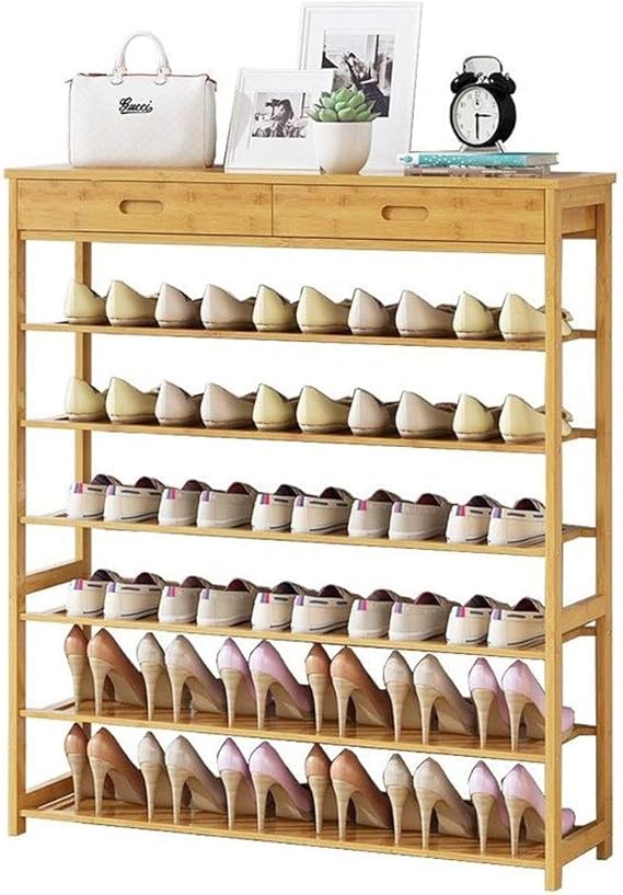 Yxxc Schuhablage, Schuhregal, Schuhablage, 6-stufiger Bambus