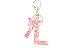 OKAICEN Fashion Alphabet Initial Letter Keychain Tassel Butterfly Pendant Key Ring for Purse Handbags Women Girl