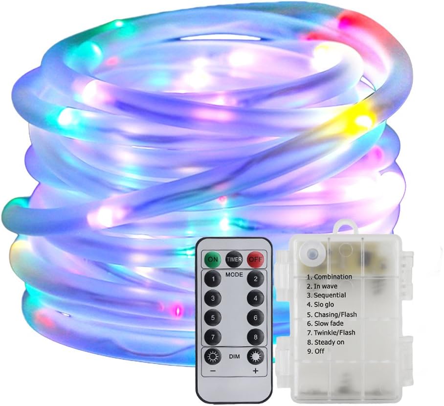 Remote&Timer Battery Powered Rope Lights,ER CHEN 16.5FT 50 LED
