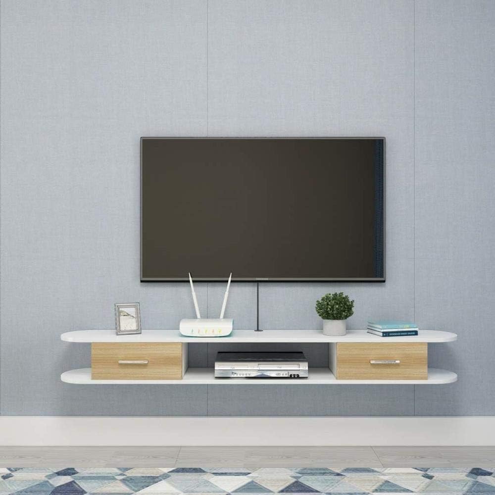 Shelves Floating Shelf Wall-Mounted Tv Cabinet Wall Shelf with Drawers Bedroom Living Room Floating Shelf Multimedia Storage Shelf Tv Stand White,Black 120CM,Colour Name:Wood Coclor 140cm Flower Pot R