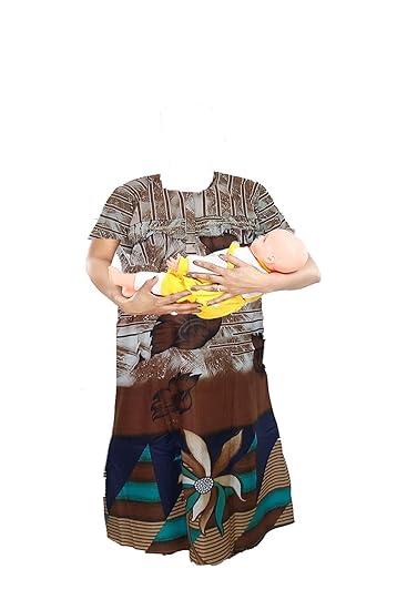 ABB- Feeding Maternity Nighties / 100% Pure Cotton/Size-XL/Coffee with White Floral Design