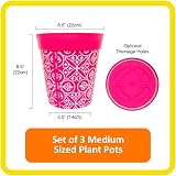 Hum Flowerpots 22cm Set of 3 Pink Maroc Plastic Plant Pots Indoor Outdoor view 2