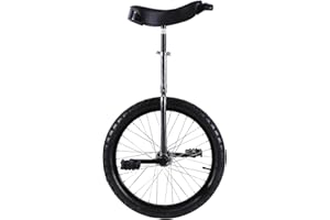 Kobe Toy | 16" Unicycle with Strong Steel Frame & Adjustable Seat, for Cycling, Outdoor, Sports & Exercise, Silver