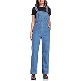 HISEA Women's Denim Bib Overalls, Loose-Fit Jean Casual Cotton Overall for Women, Ladies Stretchy Overalls for Work, Fall