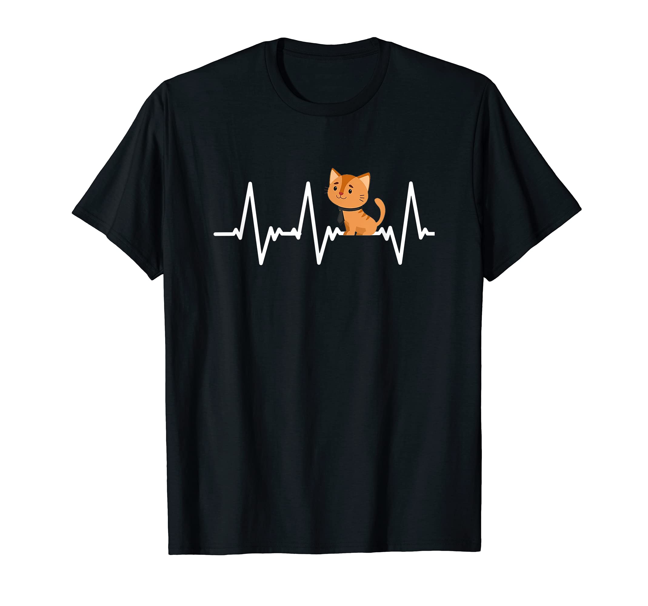 cat lover heartbeat heart line ECG pets cats T-Shirt