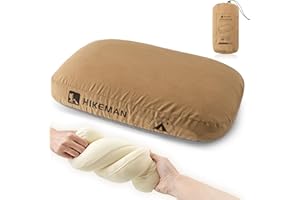 HIKEMAN Camping Memory Foam Pillow - Ultralight Travel Pillow,Backpacking Pillow with Removable Cover,Ergonomic Pillows,Neck Lumbar Support for Outdoor Camp,Sport,Hiking,Backpacking Sleep (Brown)