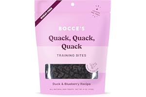 Bocce's Bakery Quack, Quack, Quack Training Treats for Dogs, Wheat-Free Dog Treats, Made with Real Ingredients, Baked in The USA, All-Natural & Low Calorie Training Bites, Duck & Blueberry, 6 oz