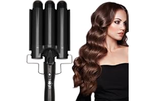 DOPHEUOR 3 Barrel Curling Iron Jumbo 1.25 inch (32mm) Hair Curling Wand Crimper Instant Heating Adjustable Hair Curler with 2 Temperature Control
