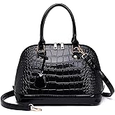 Dayfine Classic Dome Satchel Bags for Women Crocodile Pattern Faux Leather Crossbody Bags Top Handle Handbags Zipper Purse