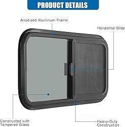 OUTPRIZE Horizontal RV Window, 21" W x 14" H Tinted