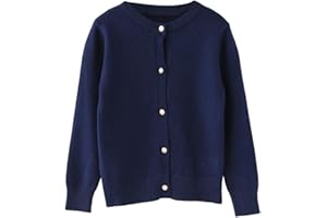 SMILING PINKER Girls Cardigan Sweater School Uniforms Button Long Sleeve Knit Tops