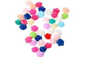 50Pcs Flat Back Resin Bead Applique Rose Flower Craft Embellishment Scrapbooking Jewellery Finding Making Bead Flatback 10mm 