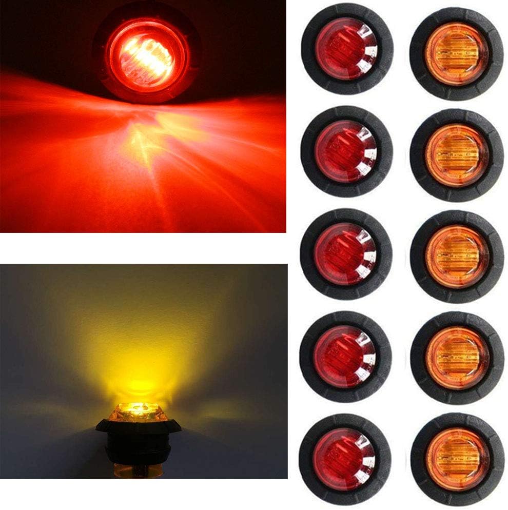 Eaglerich 10Pcs 3/4" Inch Mount LED Bullet Marker Lights, Side Led