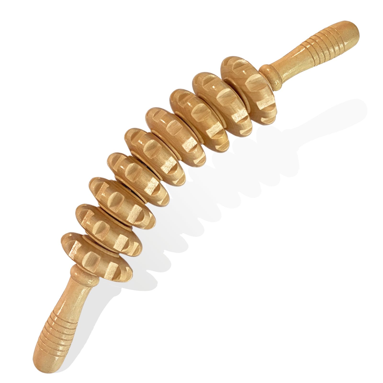 Photo 1 of Deston Manual Massage Stick, Curved Wooden Handheld Roller Trigger Point Massager for Fascia, Cellulite, Muscle & Abdomen, Body Therapy Massager, Belly Relief Tool, White