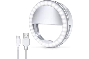 Meifigno Selfie Ring Light, [Rechargeable] with 36 LED Lights, 3-Level Adjustable Brightness Clips On Phone Ring Light Compatible with iPhone 15 14 13 12 11 8 Plus Pro Max iPad Laptop Samsung, White