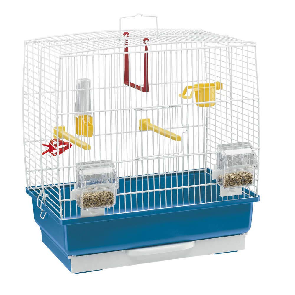 Ferplast Bird Cage Rekord 2 Cage for Birds, Canaries, Budgies, Finches, Metal, Accessories included Rotating Feeder Perches, 39 x 25 x h 41 cm