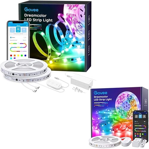 Govee 32.8Ft LED Strip Lights RGBIC Segmented Control App Control Bundle with 16.4Ft LED Strip Lights RGBIC Segmented Control Bluetooth for Living Room Bedroom, Kitchen, Living Room