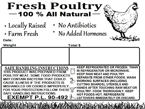 P.L. 90-492 Exempt Labels Poultry Freezer Labels 3.5x3.5 Inches - 300 ...