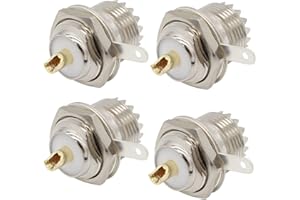 Exgoofit 4-Pack SO239 Bulkhead Connector UHF Female Nut Bulkhead Handle Deck Clip Solder Cup Panel Mount Straight Connector for CB Radios, Test Equipment