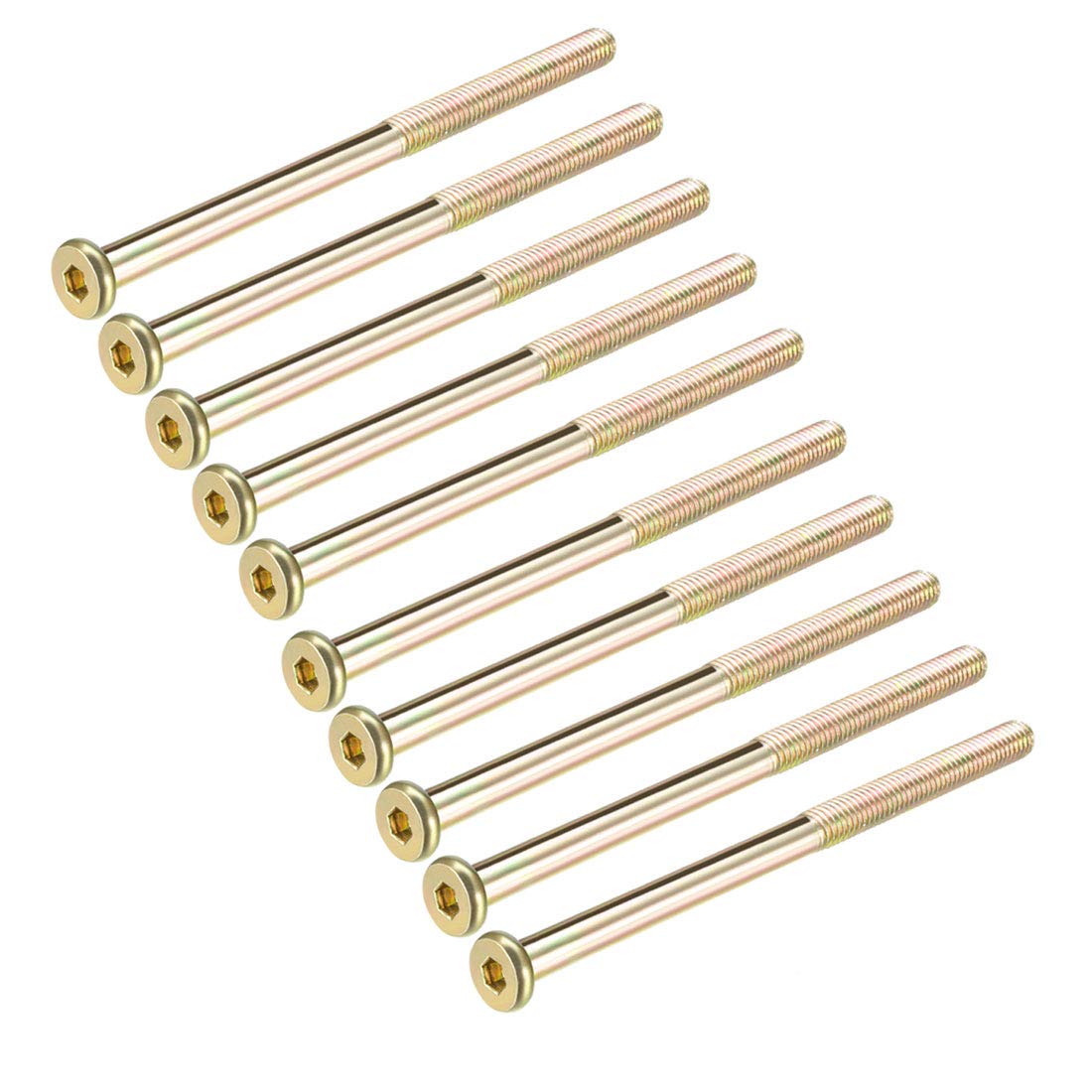 sourcing map M8x130mm Furniture Screw Hex Socket Machine Screws Zinc Plated Fasteners Bolts Half Thread Carbon Steel 10Pcs