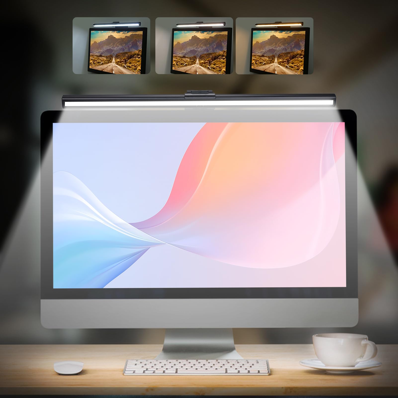 Tomshin-e e-Reading LED Desk Lamp 40CM USB Powered Computer Monitor Light Bar, Eye Caring Reading Lamp with 3 Color Temperatures and Adjustable Brightness, 1