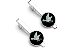White Dove1 Peace Tie Clip for Men Tie Bar Cuff Links Set Necktie Cufflink for Business Wedding Anniversary