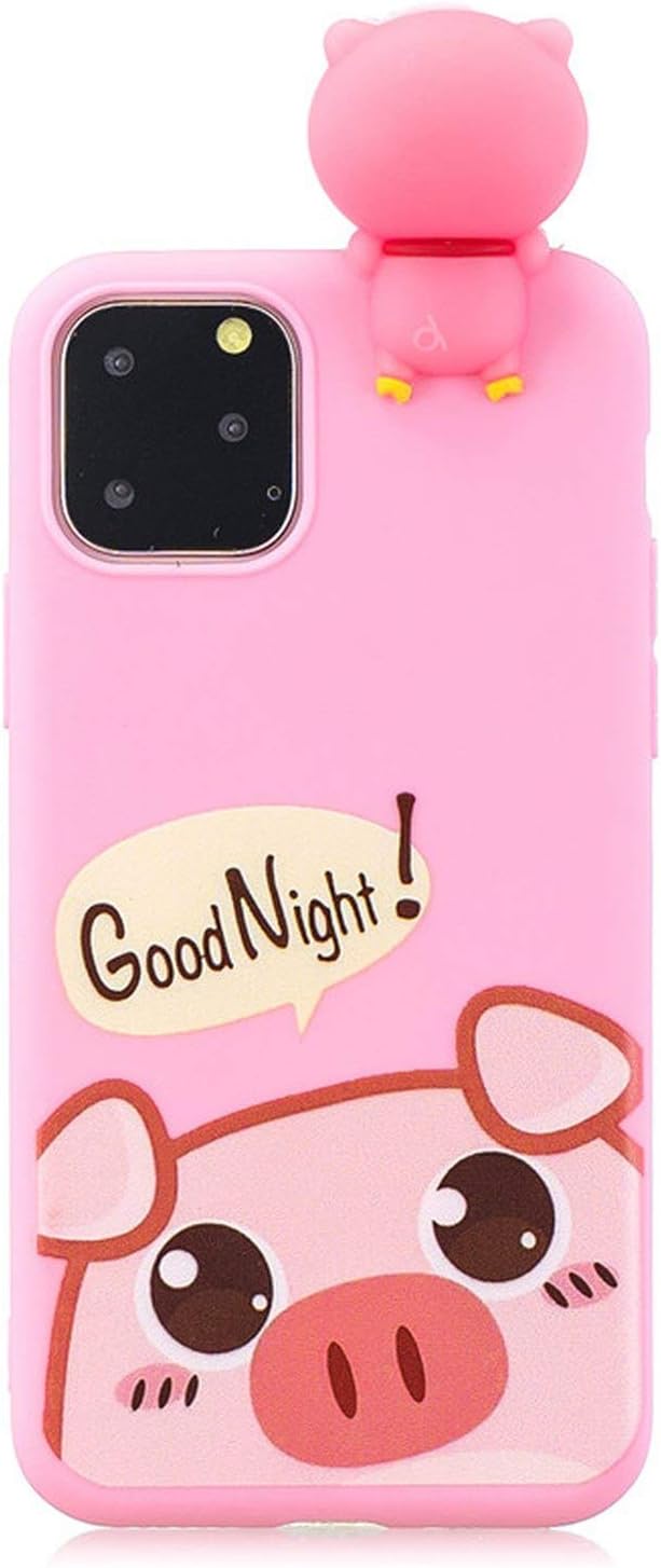3D Soft Silicone TPU Case Coque for iPhone 11 Case Cute Cat Panda Bear Cartoon Case for iPhone 11 Pro Max Cover-in Half,for iphone11 Pro Max,Pig