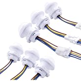 6-Pack Motion Sensor Light Switch 85-265V 40W, PIR Wall/Ceiling Mount | Smart night-only PIR sensor with 30s auto-off. 120&deg; detection up to 5M. LED compatible, waterproof, for garage &amp; bathroom.