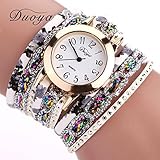Binmer(TM) Duoya Brand Women Flower Popular Quartz Watch 2016 New Watches Luxury Bracelet Women Dress Lady Gift Flower Gemstone Wristwatch (gold)