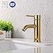 KES cUPC NSF Certified Brass Modern Bathroom Sink Faucet Single Handle Wash Basin Faucet Lavatory Tap Lead-Free Brass, Titanium Gold, L3100ALF-PG