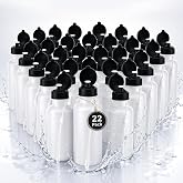 4E's Novelty Sports Water Bottles Bulk (22 Pack) 18 oz Squeeze Reusable Plastic White Water Bottle, BPA Free, School Kids Water Bottles, Party Favor, School Kids Bottles