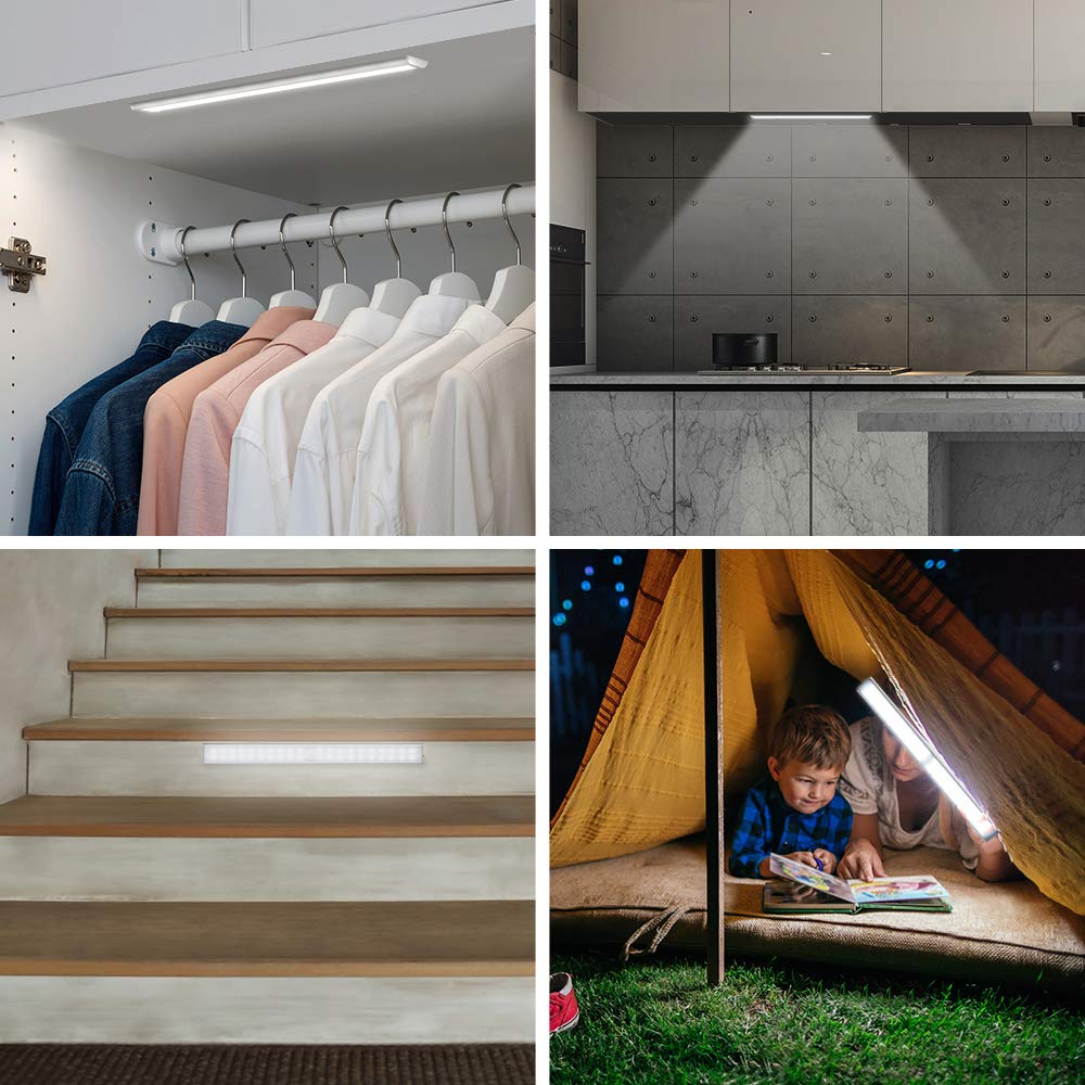 Motion Sensor Light, 40LED USB Rechargeable Cupboard Closet Light Motion Light Activated Wireless Removable Magnetic Stick-On Night Lighting for Wardrobe Under Cabinet Stairs