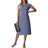 Lepunuo Womens Summer Dresses Crewneck Maxi Skirts Casual Midi Dress with Pockets Beach Vacation Outfits
