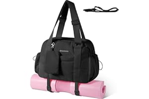Small Gym Bag for Women - Puffer Duffle Weekender Work Duffel Carry on Overnight Nurse Dance Yoga Workout Tote Bag with Yoga 