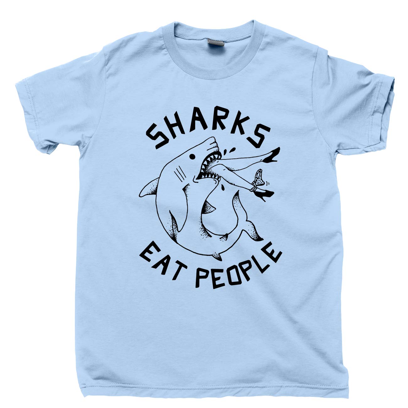 Sharks Eat People T Shirt Shark Attack Ocean Sea Tee