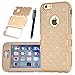 iPhone 6S Bling Case,iPhone 6 Bling Case,HKW (TM) Bling Rhinestone 3 in 1 Armor Defender Shockproof Back Case Protective Cover for Apple iPhone 6,6S 4.7 inch Diamond Case (Gold) (MA1841)