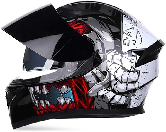 Amazon バイクヘルメットフルフェイスヘルメット 人気 メンズレディースダブルシールドヘルメット 個性 プリント柄 ジェットヘルメット 内装洗濯可 オートバイ ハーレー シールド付き 多色全25色 人気商品 Pscマーク付き A14 M フルフェイス 車 バイク