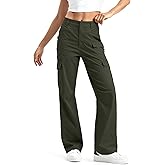 mosingle Women's Cargo Pants High Waisted Wide Leg Work Casual Pants Comfy Cotton Baggy Y2k Streetwear with Pockets