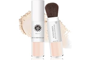 XINGXYUEL Mineral Sunscreen Setting Powder for Face & Scalp, SPF 35 Mineral Brush Powder Sunscreen Oil Control Matte Finish Long Lasting Lightweight Breathable for All Skin Tones Types-01 Translucent