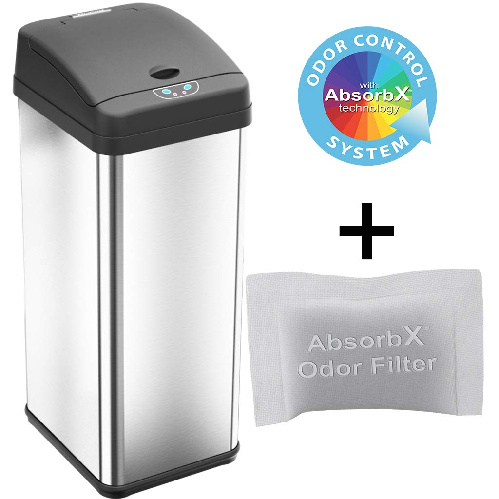 Photo 1 of iTouchless 16 Gallon Oval Open Top Trash Can and Recycle Bin with Odor Control System