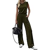 BTFBM 2 Piece Sets for Women Spring 2026 Casual Shoulder Pad Tank Top Wide Leg Pants Matching Set Travel Airport Outfits