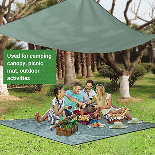WOLFWILL 94 x 86 Inch Waterproof Camping Tarp - Mutifunctional Tent Footprint Groundsheet for Picnic Hiking Beach Mat with Stakes Drawstring Pouch