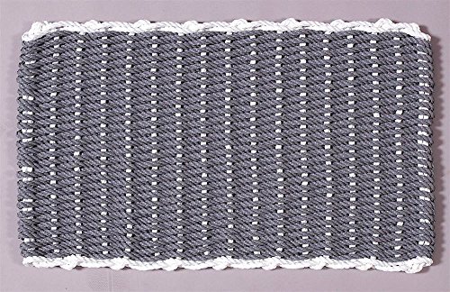 Gray with White Rectangular Handcrafted Doormat - Border (Patio: 20 in. W x 36 in. L)