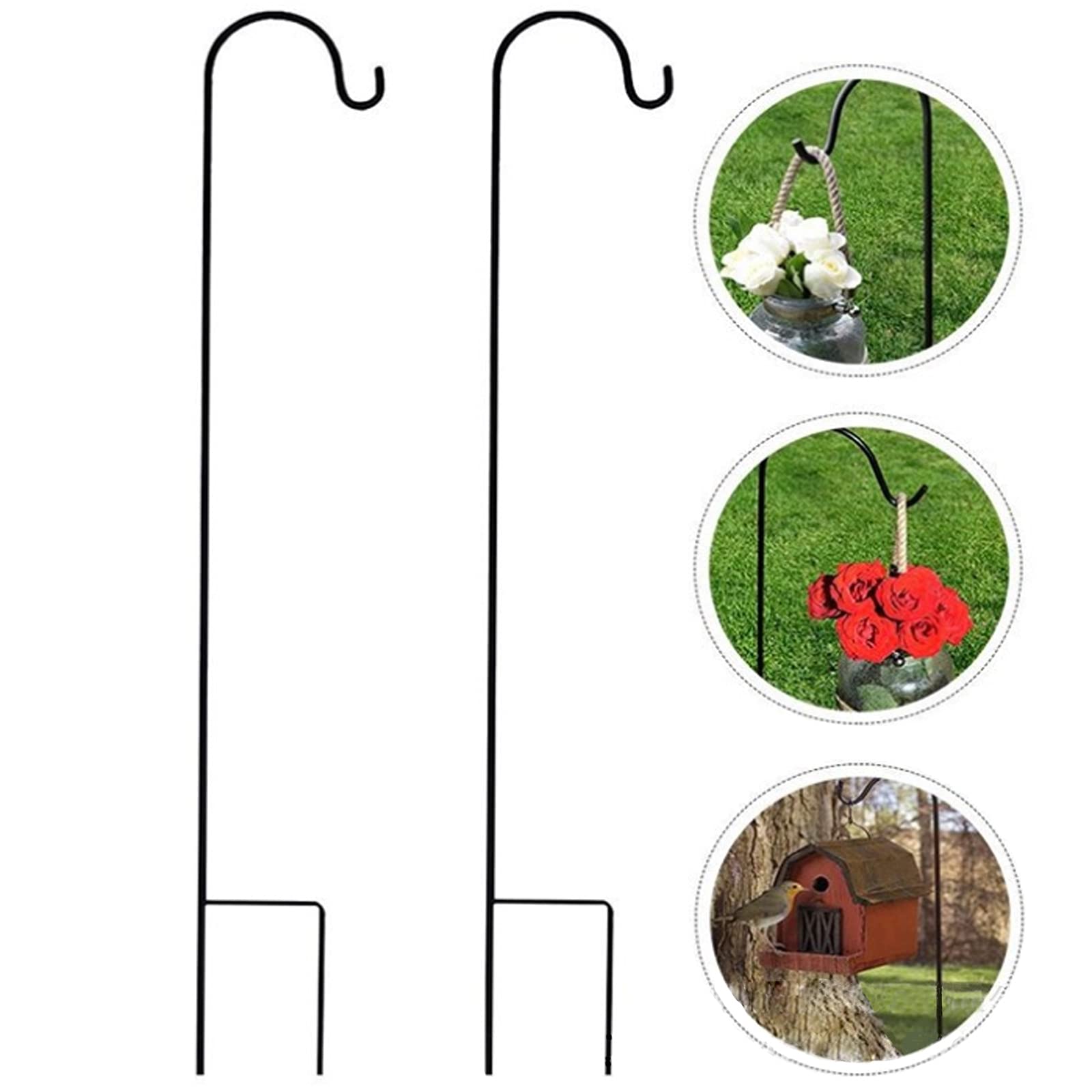 Garden Shepherd Hooks, 2 Pack XVZ 120cm Metal Garden Stake with Hook, for Hanging Basket, Bird House, Flower Pots, Lanterns