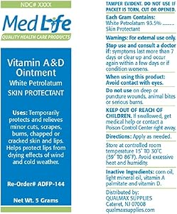 Medlife Super Vitamins A and D Ointment, 144 Foil Packet