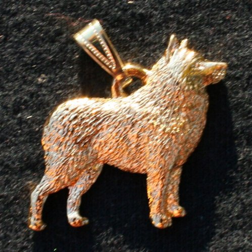 Schipperke Dog 24k Gold Plated Pewter Pendant