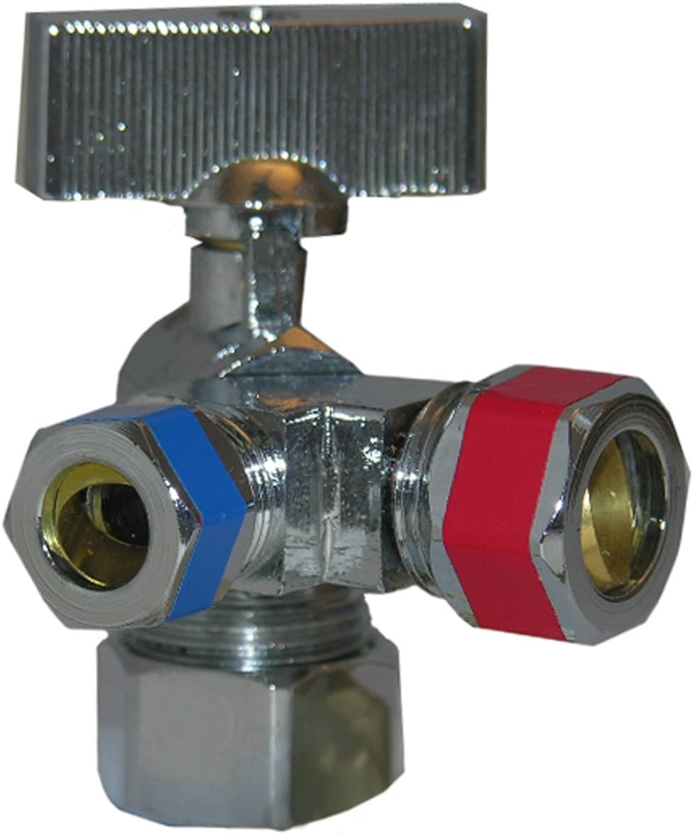 LASCO 069357 Quarter Turn 3Way Valve, 5/8Inch Compression Inlet X 1/