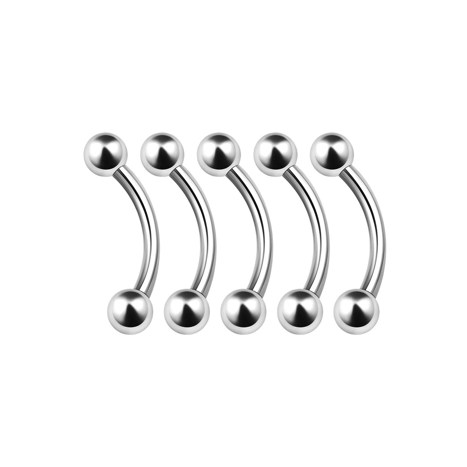 BanaVega 5PCS Stainless Steel Banana Barbell 16g 5/16 8mm 3mm Ball Eyebrow Rook Cartilage Tragus Earring Daith Piercing Jewellery 4885 โ image 1
